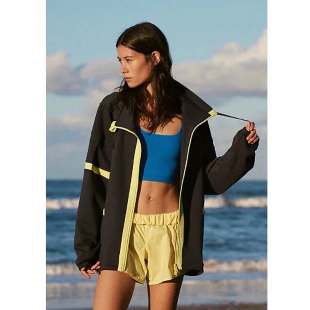 Free People Movement NWOTFull Zip Oversized Sweatshirt Track Jacket Size L Navy